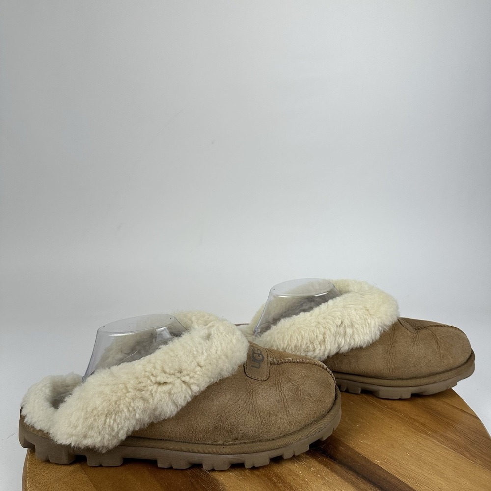 Womens Ugg Coquette Chestnut Shearling Lined Slip On Flat Slippers Shoes Size 11
